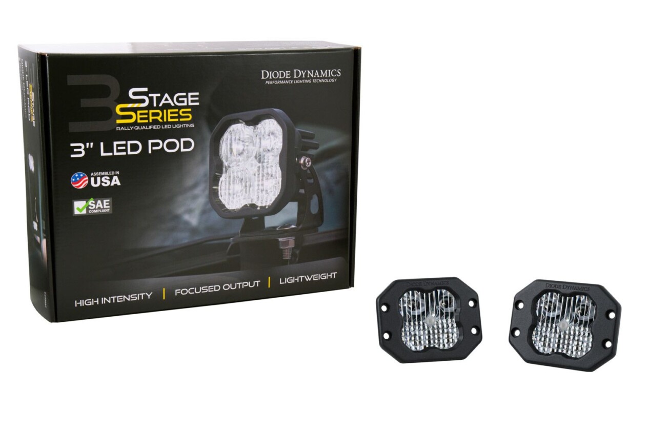 Diode Dynamics SS3 Stage Series 3" SAE/DOT White Flush Mount LED Pods ...