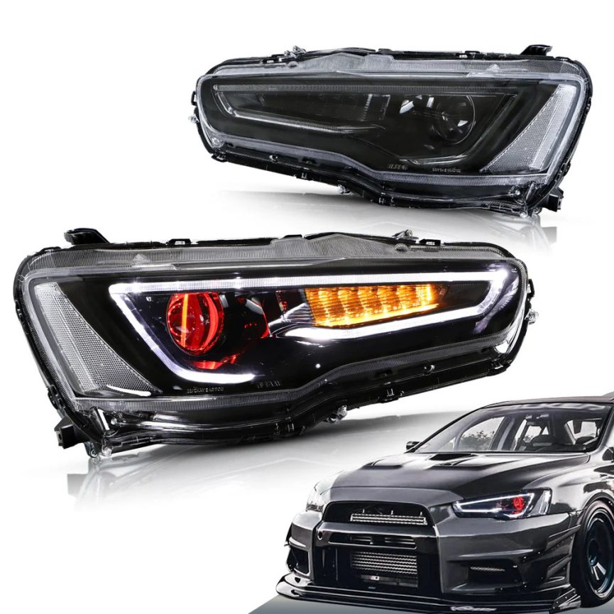 Smoked Tinted Precut Headlight Covers Vinyl For 2008-2017 Mitsubishi Lancer & Evo - AutoSkinsPro