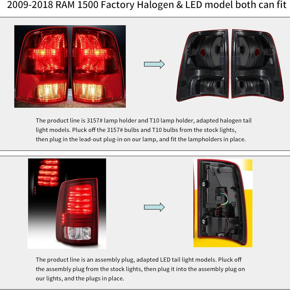 VLAND LED Taillights with Amber Sequential Turn Signal for 2009-2018 RAM 1500 2500 3500 - Image 11
