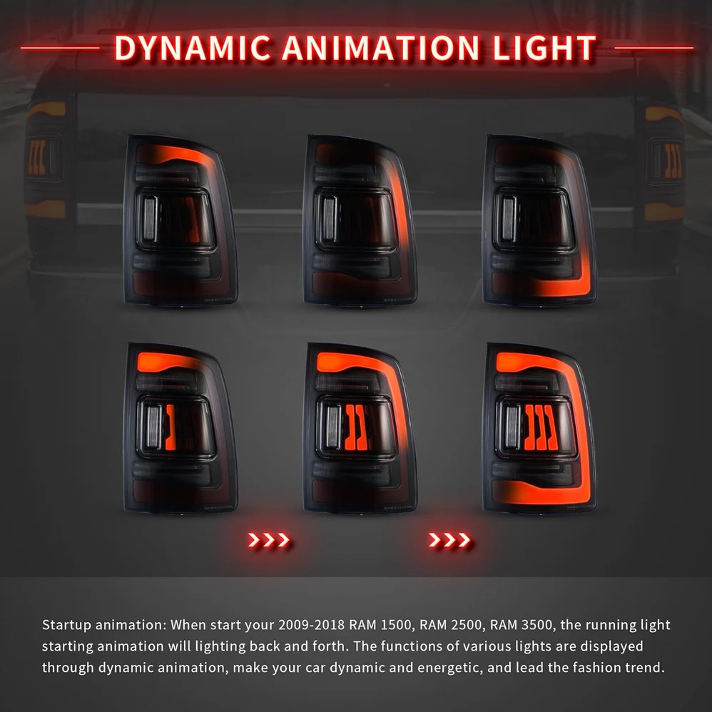 VLAND LED Taillights with Amber Sequential Turn Signal for 2009-2018 RAM 1500 2500 3500 - Image 7