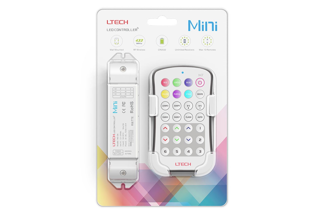 Featured image for “Ltech M7+M3-3A Mini Controller with RF Remote (RGB)”